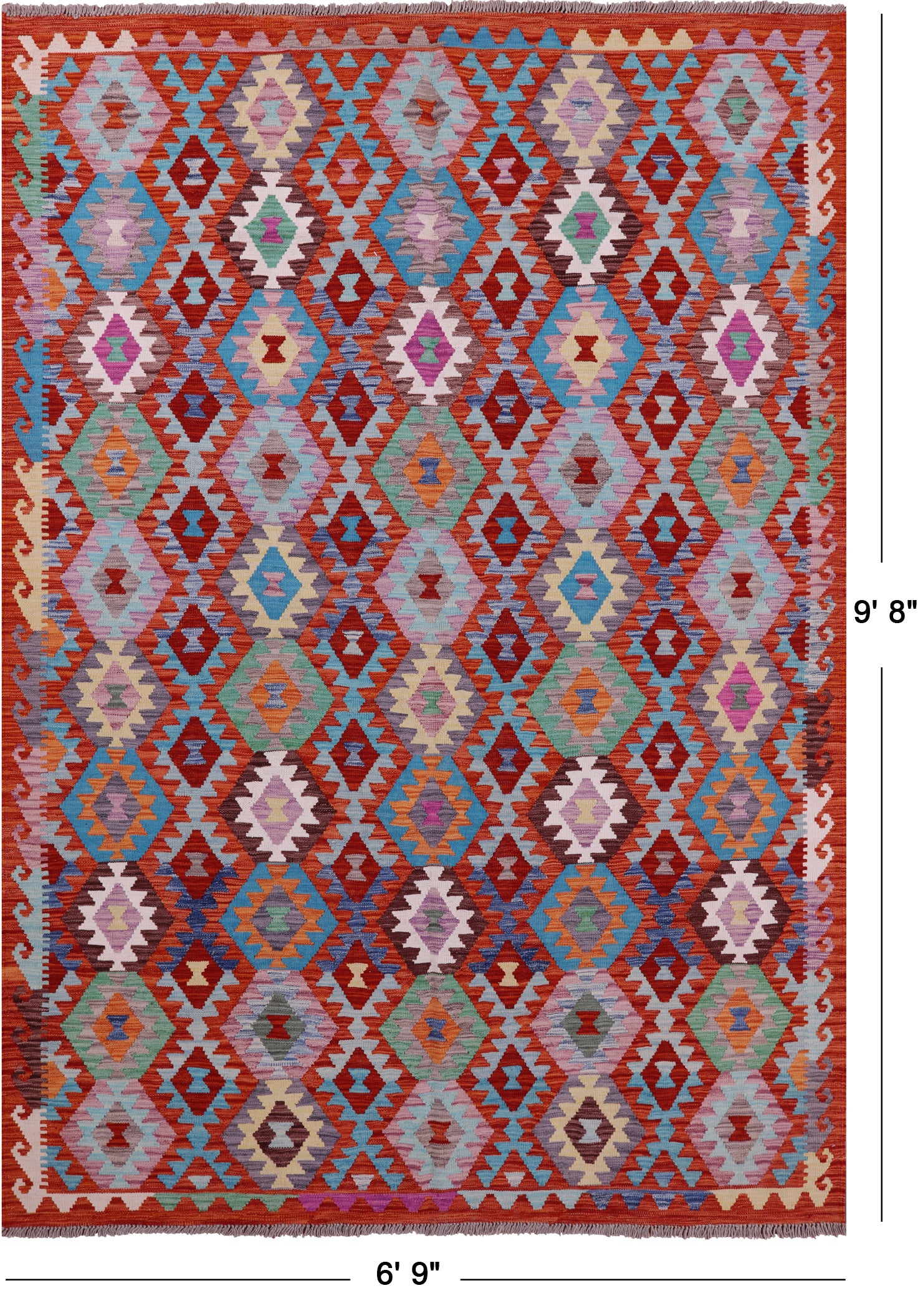 Reversible Kilim Flat Weave Wool On Wool Rug - 6' 9" X 9' 8" - Golden Nile