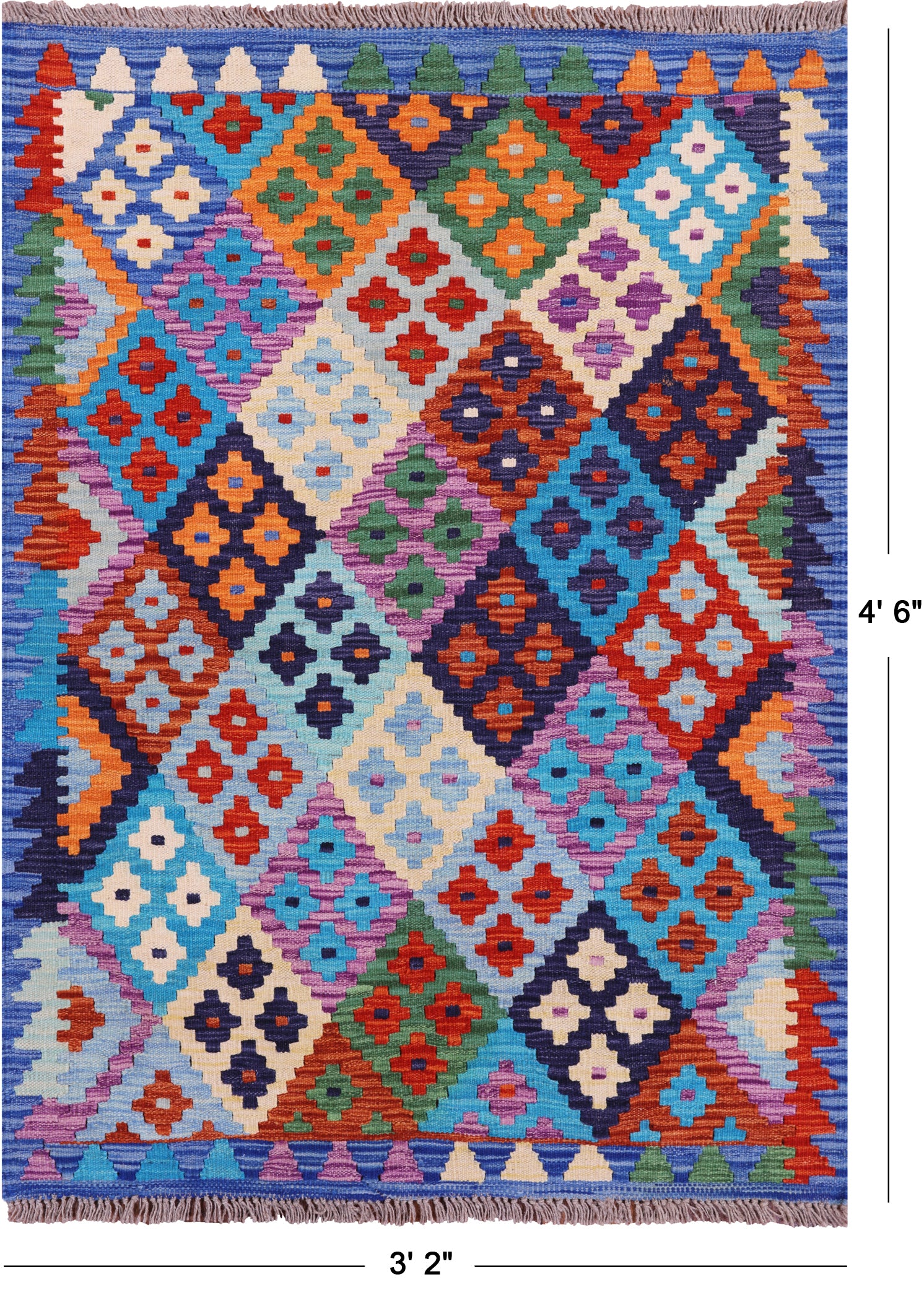 Reversible Kilim Flat Weave Wool On Wool Rug - 3' 2" X 4' 6" - Golden Nile