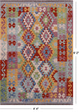 Reversible Kilim Flat Weave Wool On Wool Rug - 4' 4" X 6' 2" - Golden Nile
