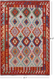 Reversible Kilim Flat Weave Wool On Wool Rug - 4' 1" X 6' 2" - Golden Nile