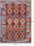 Reversible Kilim Flat Weave Wool On Wool Rug - 5' 0" X 7' 4" - Golden Nile