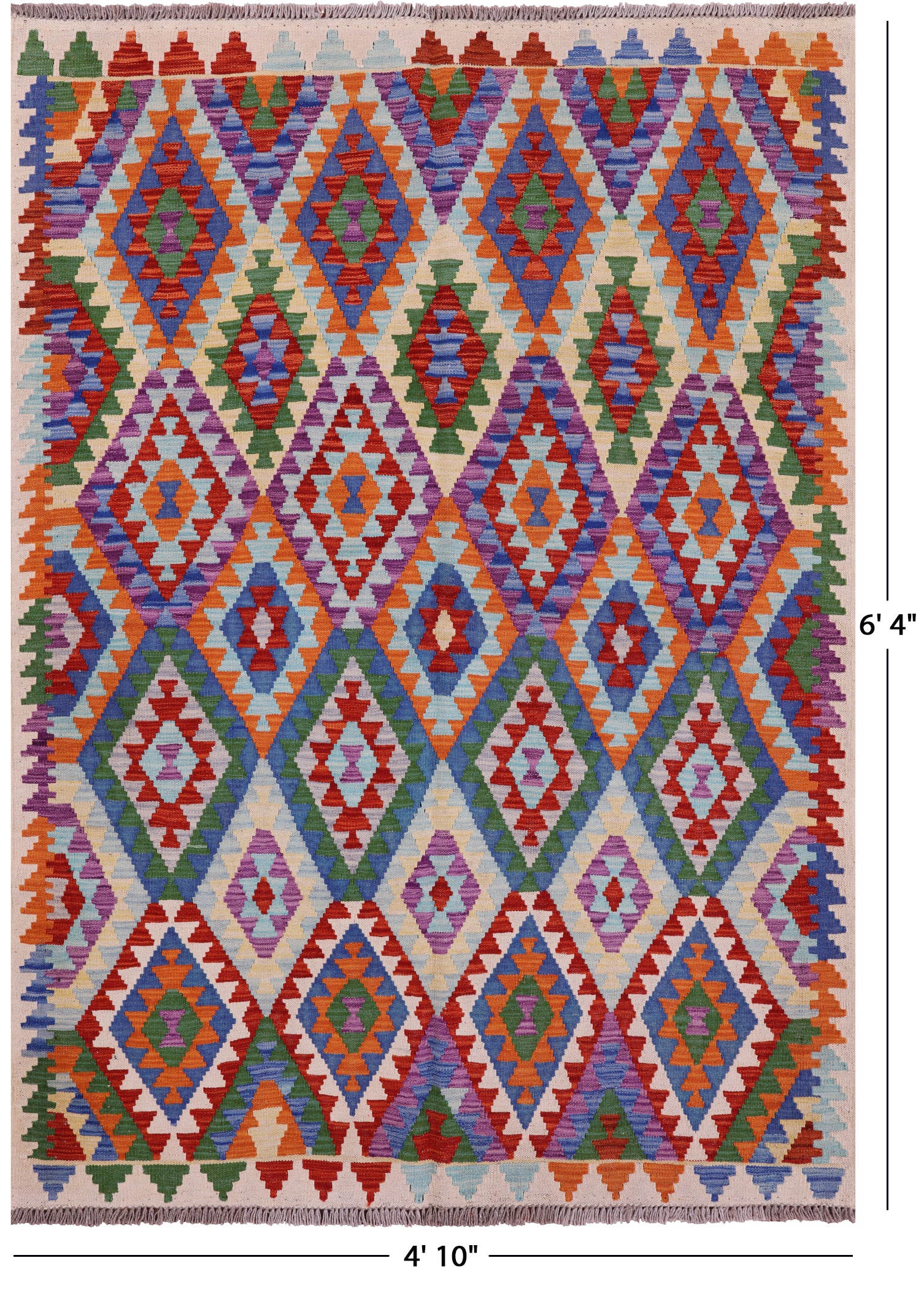 Reversible Kilim Flat Weave Wool On Wool Rug - 4' 10" X 6' 4" - Golden Nile