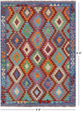 Reversible Kilim Flat Weave Wool On Wool Rug - 4' 9" X 6' 6" - Golden Nile