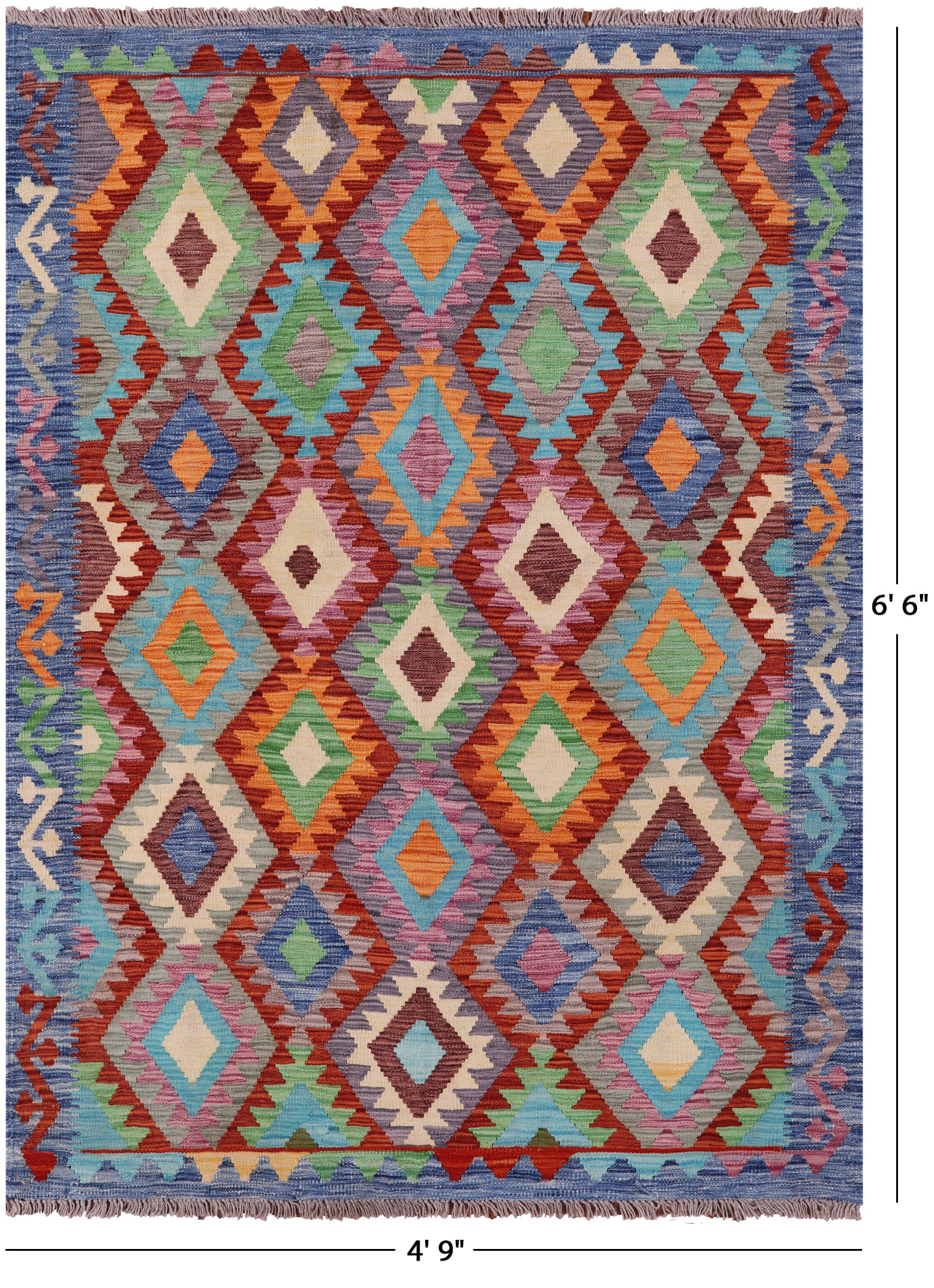 Reversible Kilim Flat Weave Wool On Wool Rug - 4' 9" X 6' 6" - Golden Nile