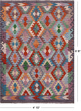 Reversible Kilim Flat Weave Wool On Wool Rug - 4' 10" X 6' 8" - Golden Nile
