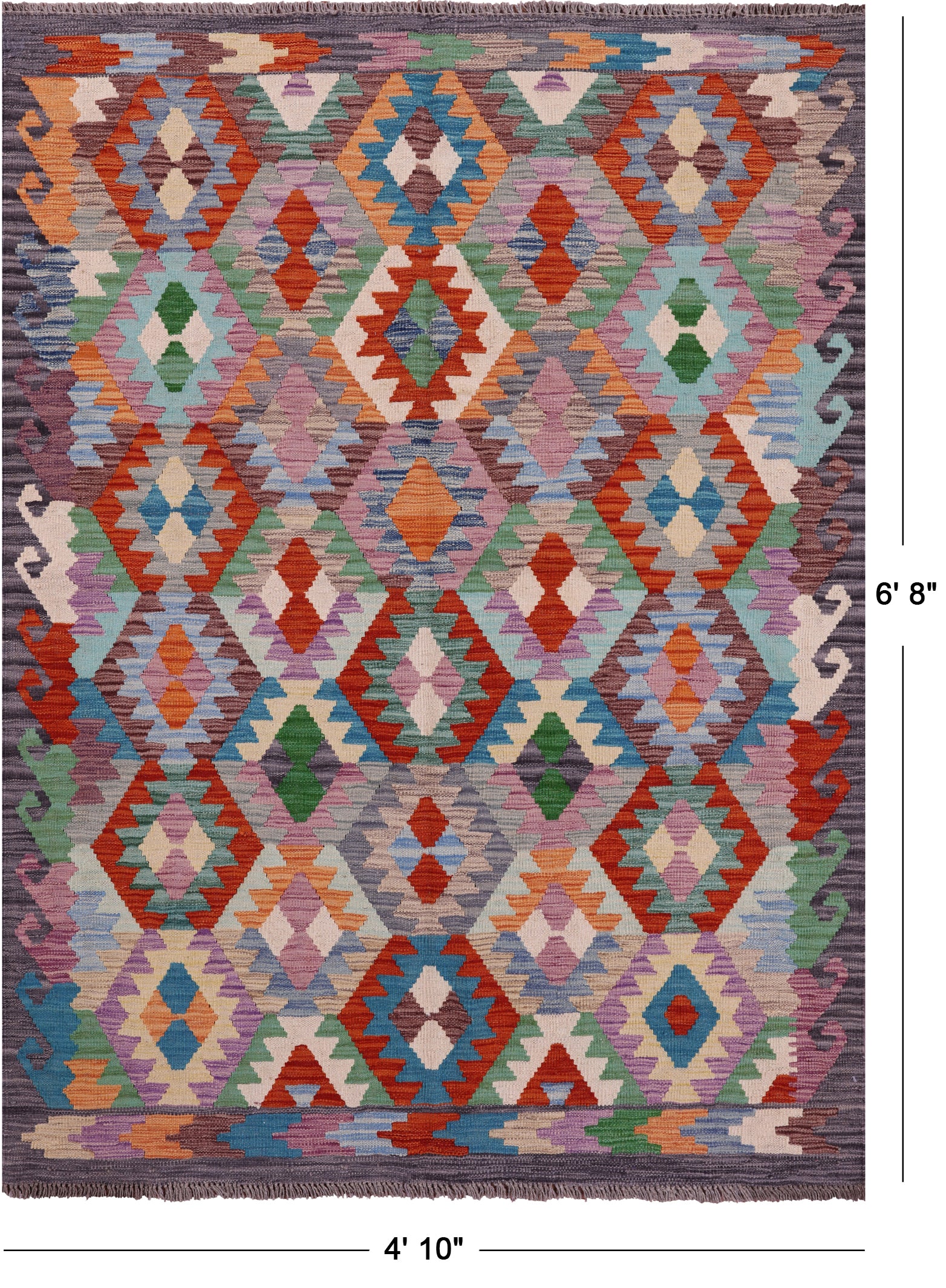 Reversible Kilim Flat Weave Wool On Wool Rug - 4' 10" X 6' 8" - Golden Nile