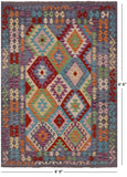 Reversible Kilim Flat Weave Wool On Wool Rug - 4' 9" X 6' 6" - Golden Nile