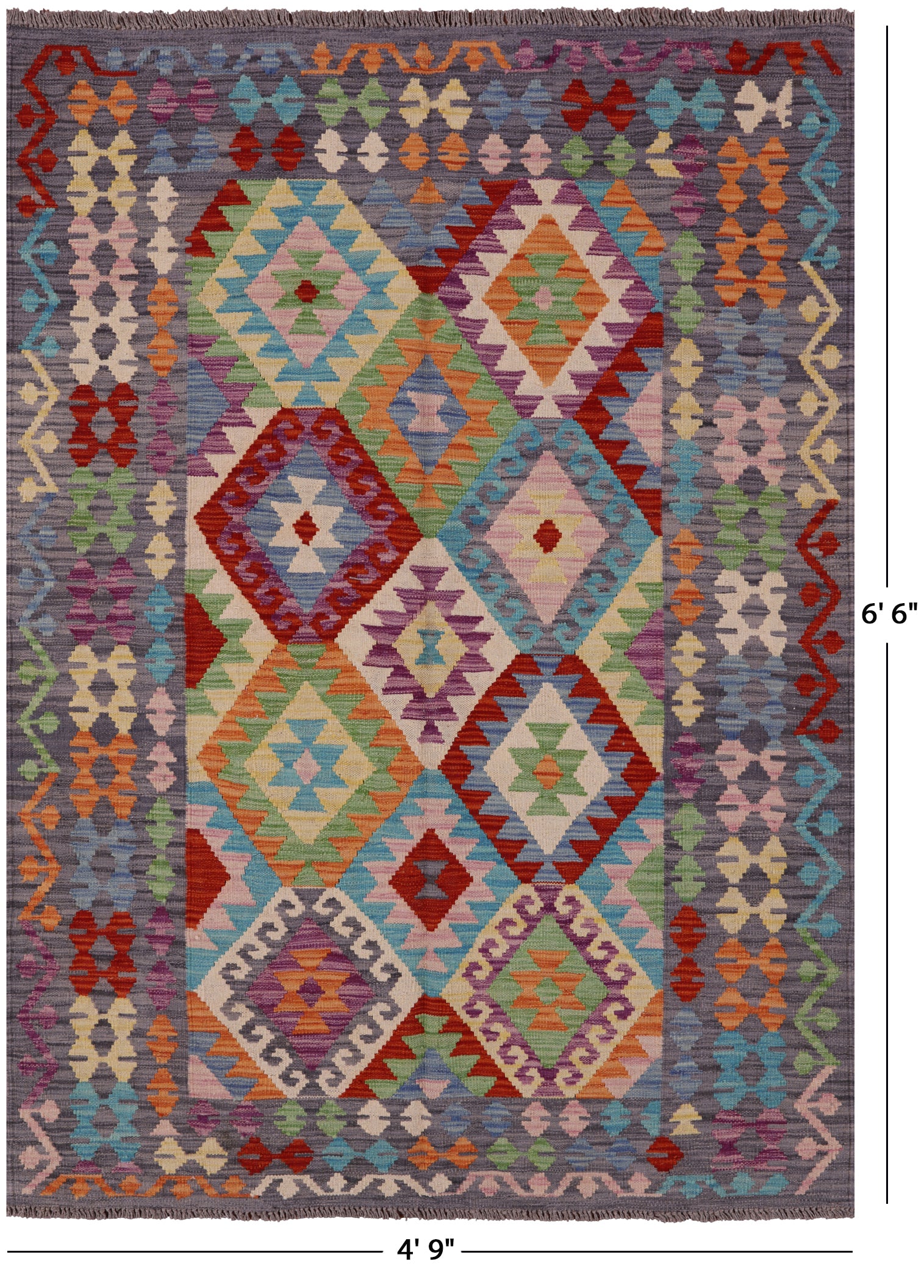 Reversible Kilim Flat Weave Wool On Wool Rug - 4' 9" X 6' 6" - Golden Nile