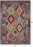 Reversible Kilim Flat Weave Wool On Wool Rug - 4' 9" X 6' 6" - Golden Nile