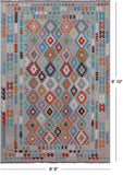 Reversible Kilim Flat Weave Wool On Wool Rug - 6' 9" X 9' 10" - Golden Nile