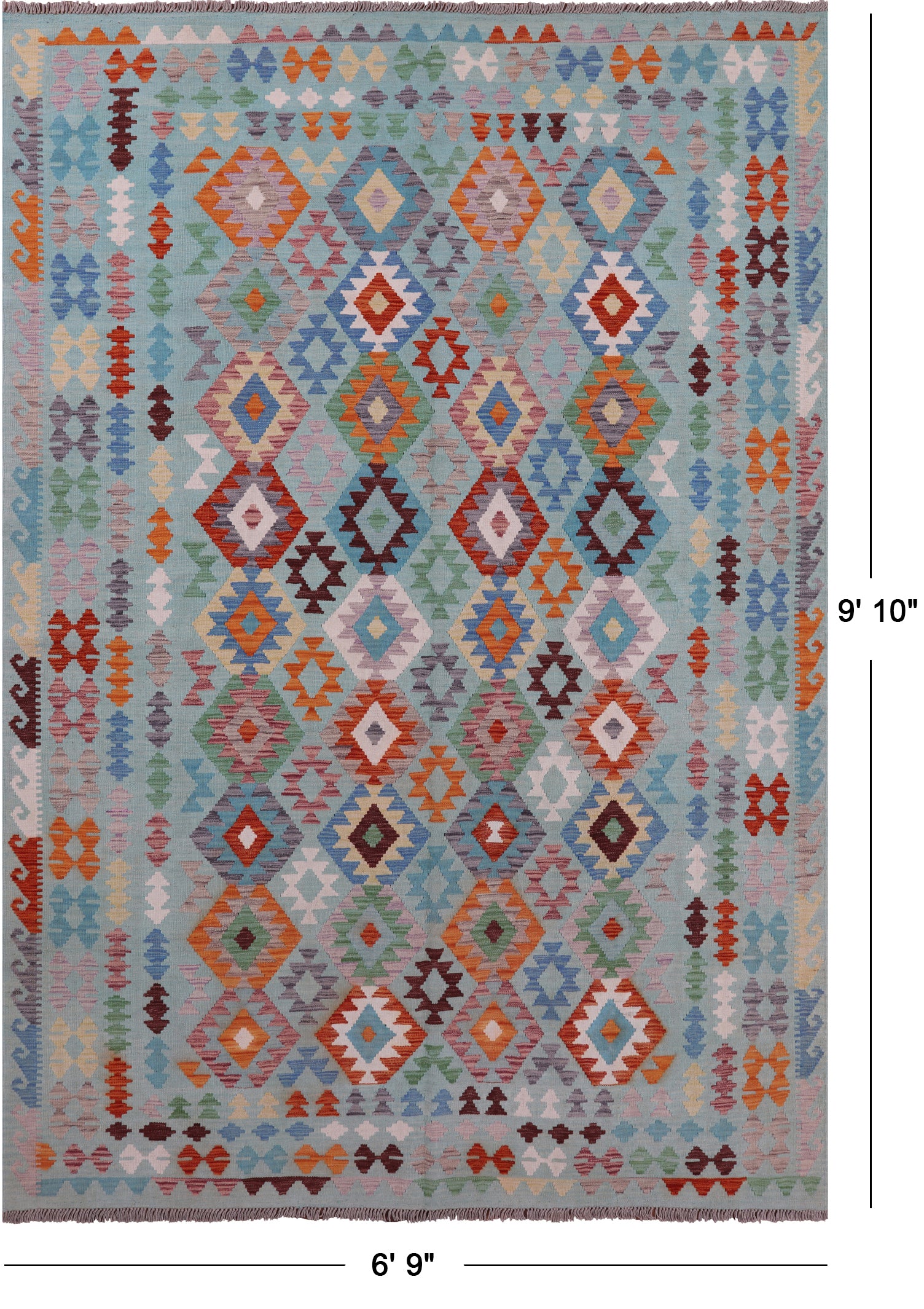 Reversible Kilim Flat Weave Wool On Wool Rug - 6' 9" X 9' 10" - Golden Nile