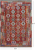Reversible Kilim Flat Weave Wool On Wool Rug - 6' 8" X 9' 7" - Golden Nile