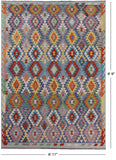 Reversible Kilim Flat Weave Wool On Wool Rug - 6' 11" X 9' 9" - Golden Nile