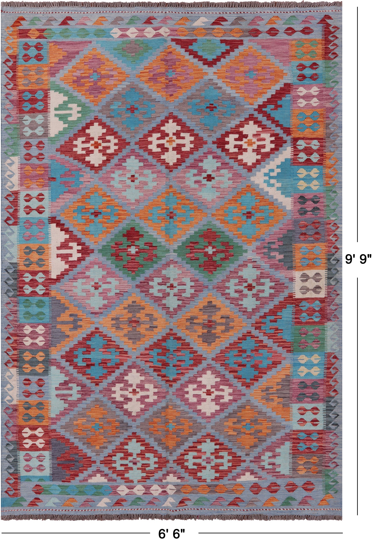 Reversible Kilim Flat Weave Wool On Wool Rug - 6' 6" X 9' 9" - Golden Nile