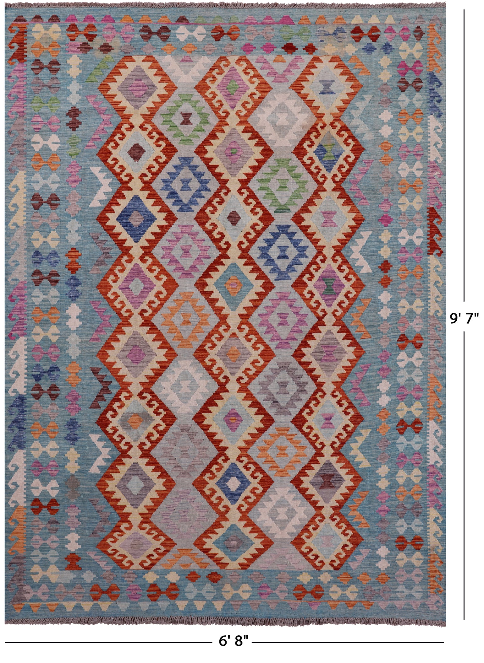 Reversible Kilim Flat Weave Wool On Wool Rug - 6' 8" X 9' 7" - Golden Nile