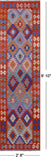 Reversible Kilim Flat Weave Wool On Wool Runner Rug - 2' 8" X 9' 10" - Golden Nile