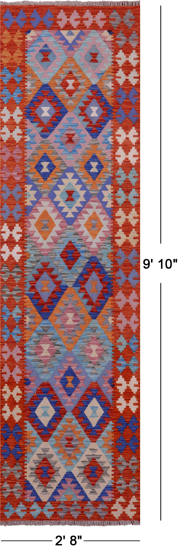 Reversible Kilim Flat Weave Wool On Wool Runner Rug - 2' 8" X 9' 10" - Golden Nile