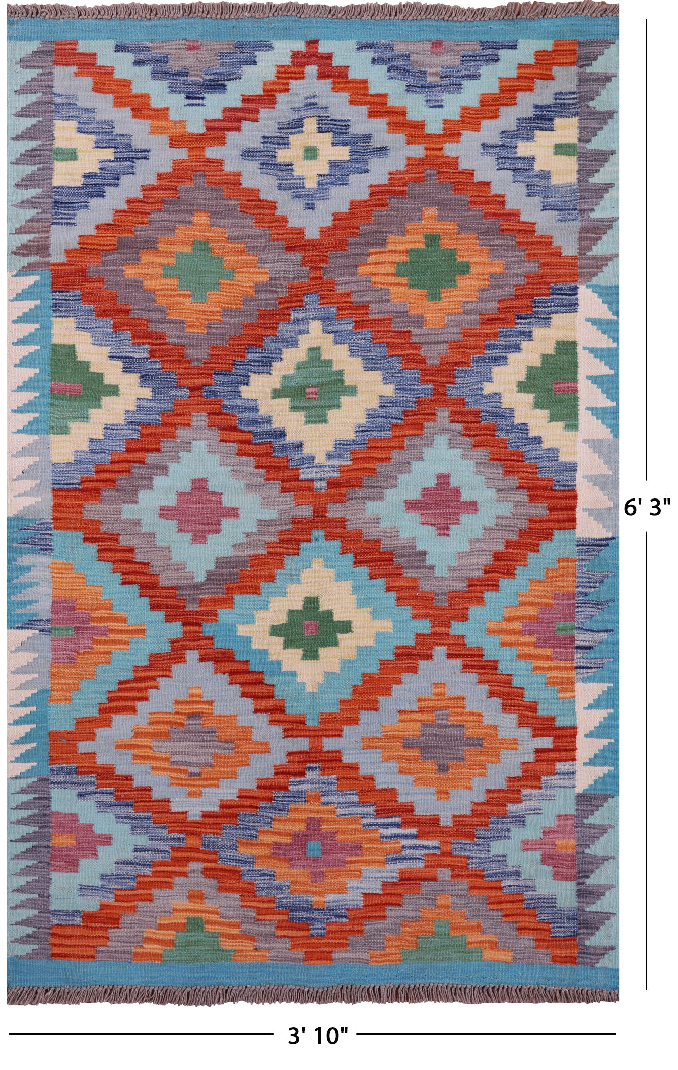 Reversible Kilim Flat Weave Wool On Wool Rug - 3' 10" X 6' 3" - Golden Nile