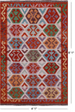 Reversible Kilim Flat Weave Wool On Wool Rug - 4' 1" X 6' 1" - Golden Nile