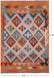 Reversible Kilim Flat Weave Wool On Wool Rug - 4' 0" X 5' 10" - Golden Nile