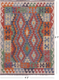 Reversible Kilim Flat Weave Wool On Wool Rug - 4' 2" X 5' 7" - Golden Nile