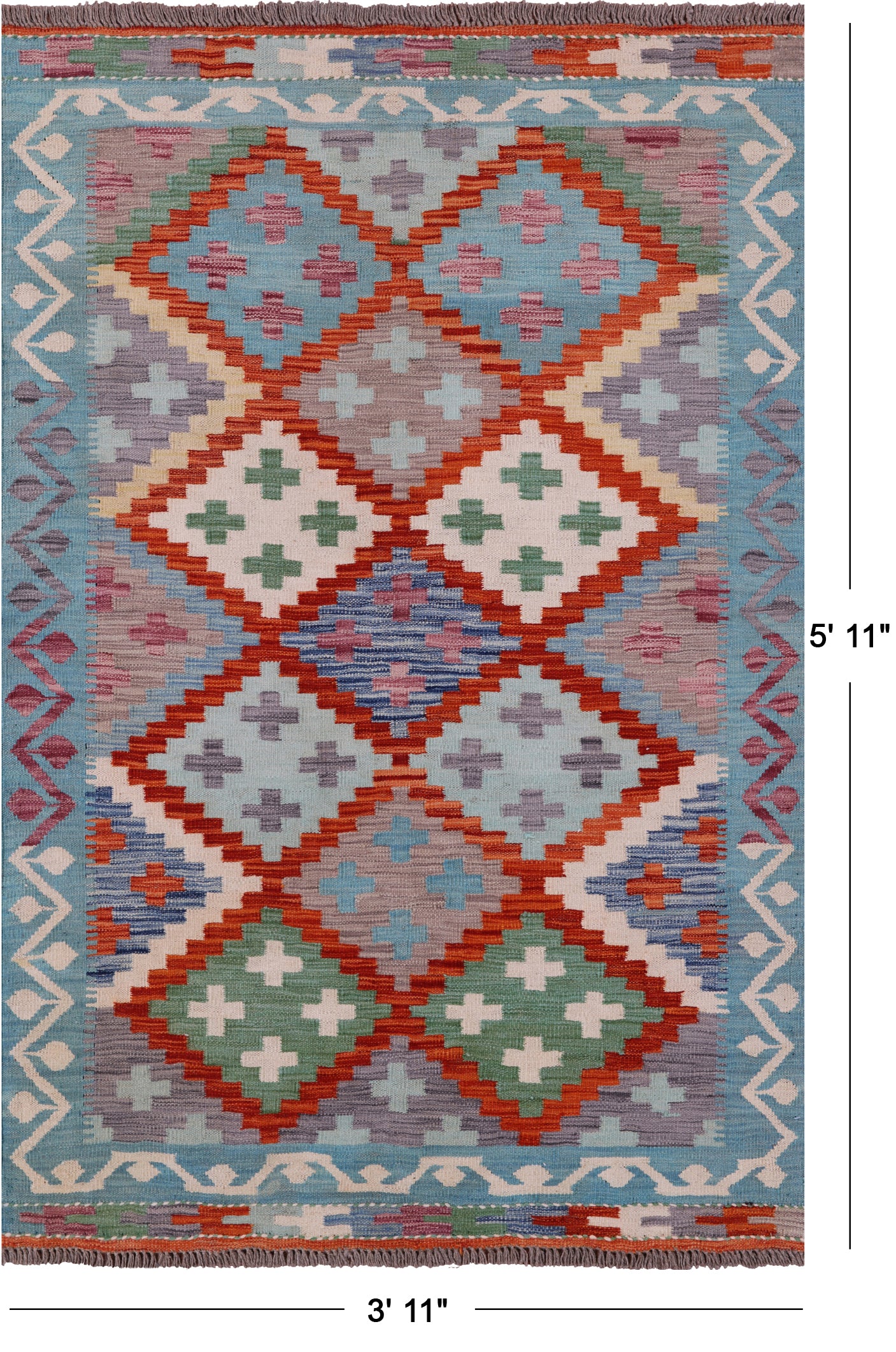 Reversible Kilim Flat Weave Wool On Wool Rug - 3' 11" X 5' 11" - Golden Nile