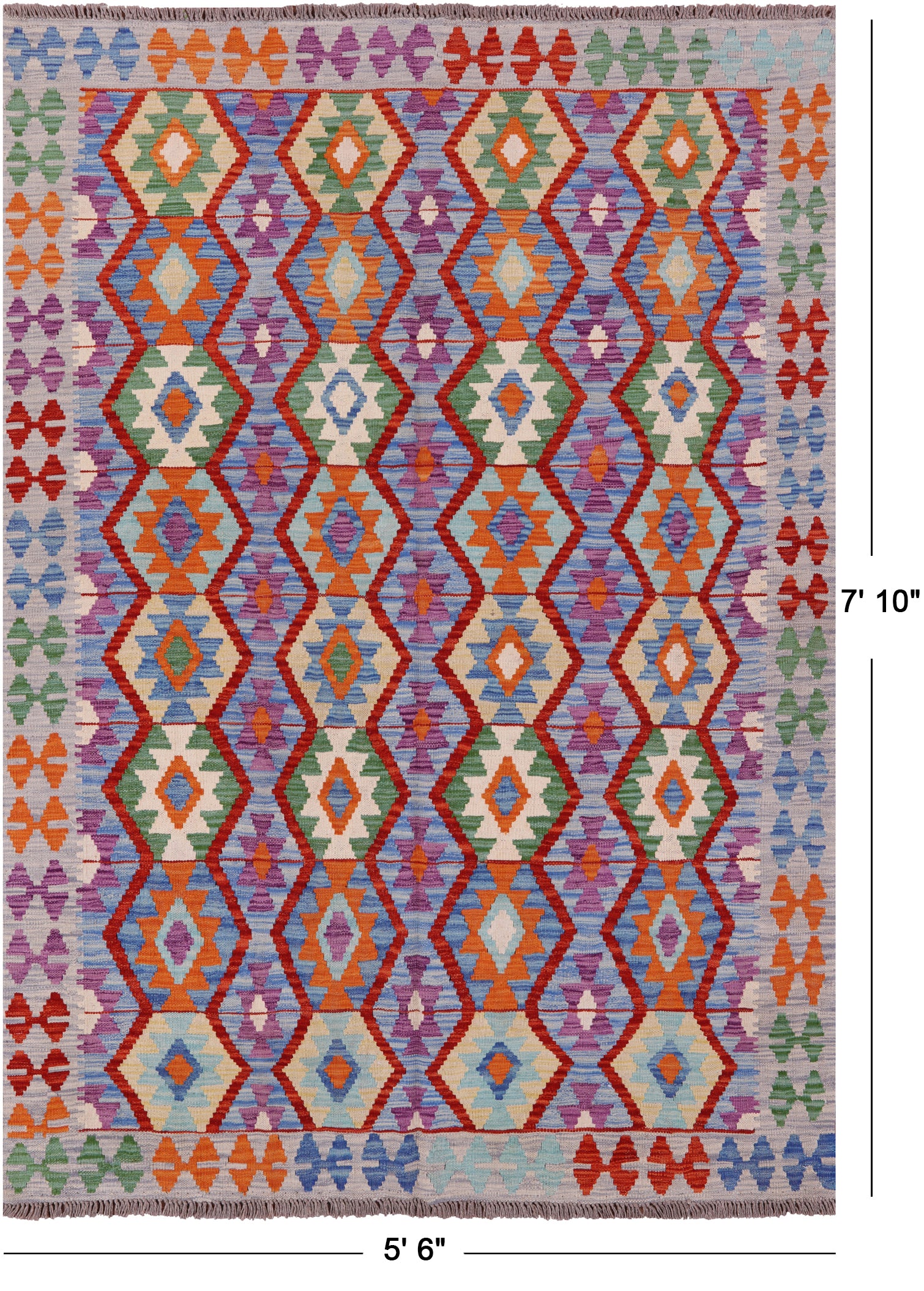 Reversible Kilim Flat Weave Wool On Wool Rug - 5' 6" X 7' 10" - Golden Nile