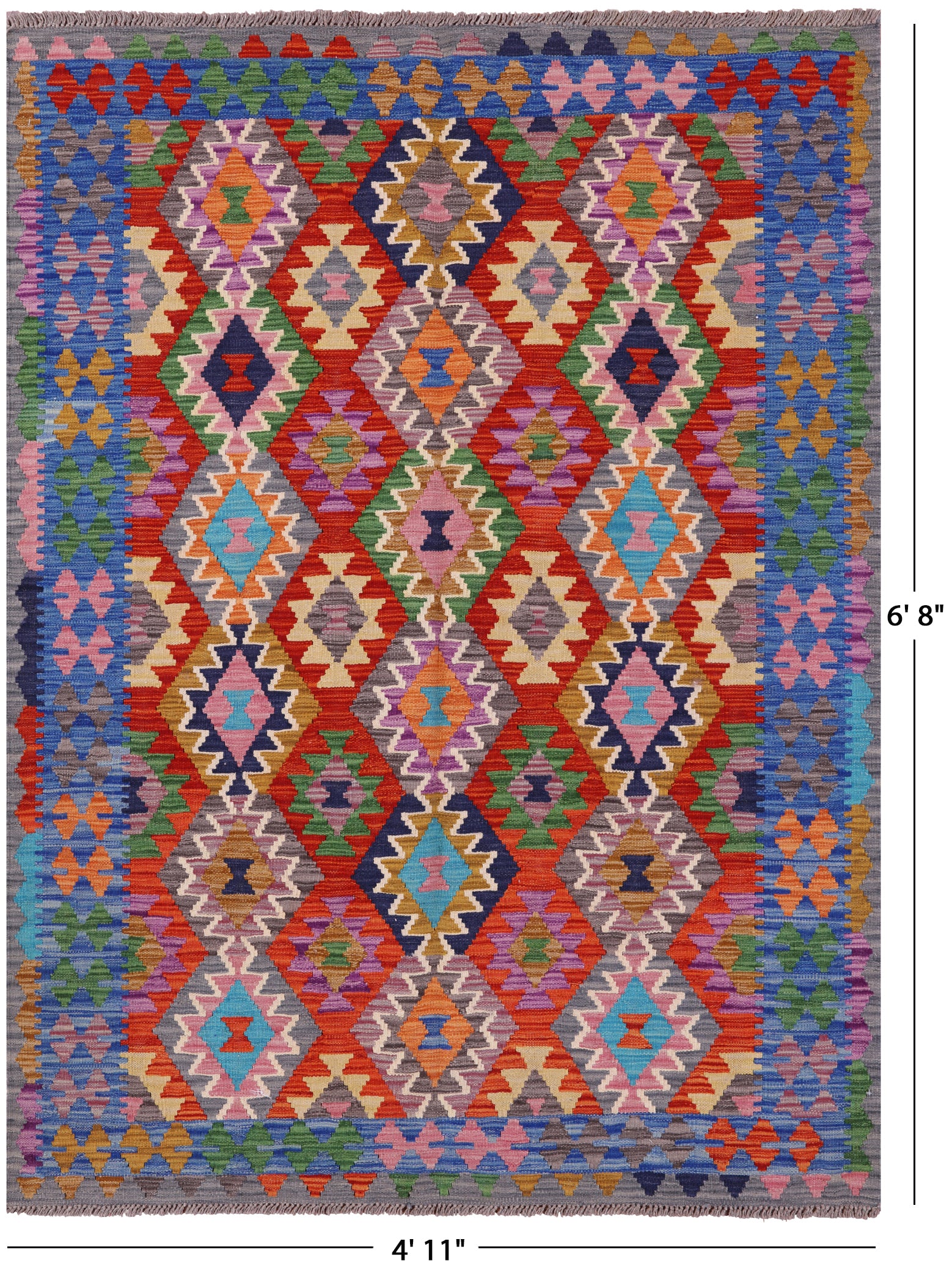 Reversible Kilim Flat Weave Wool On Wool Rug - 4' 11" X 6' 8" - Golden Nile