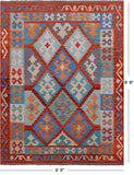 Reversible Kilim Flat Weave Wool On Wool Rug - 5' 3" X 6' 9" - Golden Nile