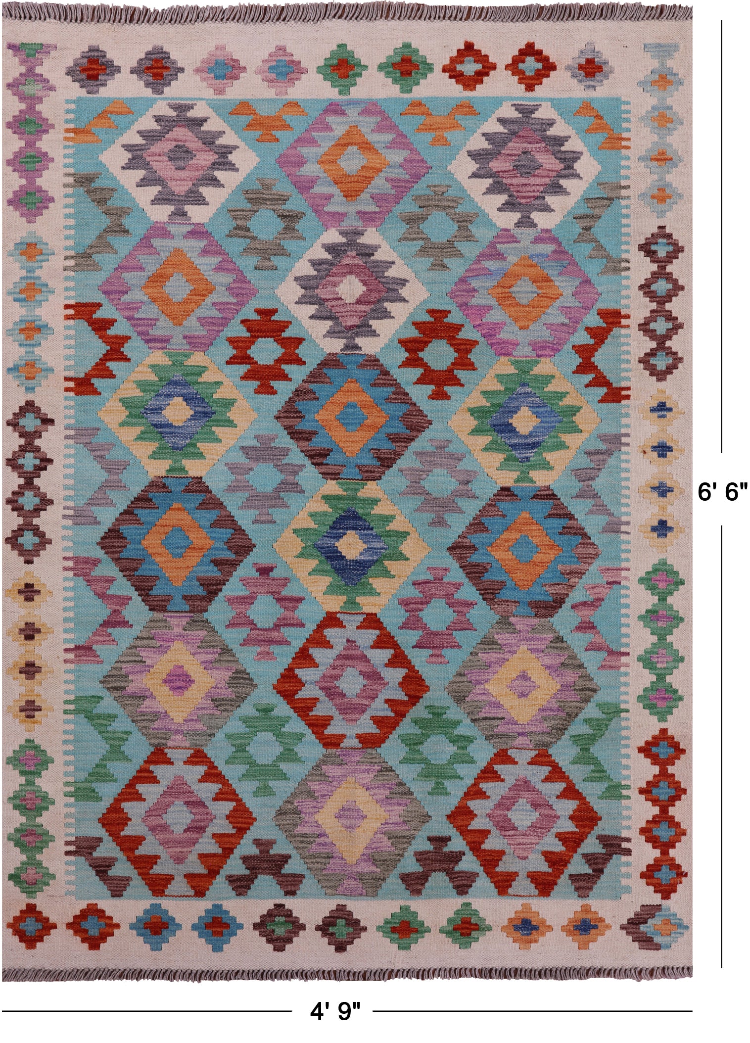 Reversible Kilim Flat Weave Wool On Wool Rug - 4' 9" X 6' 6" - Golden Nile