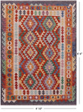 Reversible Kilim Flat Weave Wool On Wool Rug - 4' 10" X 6' 6" - Golden Nile