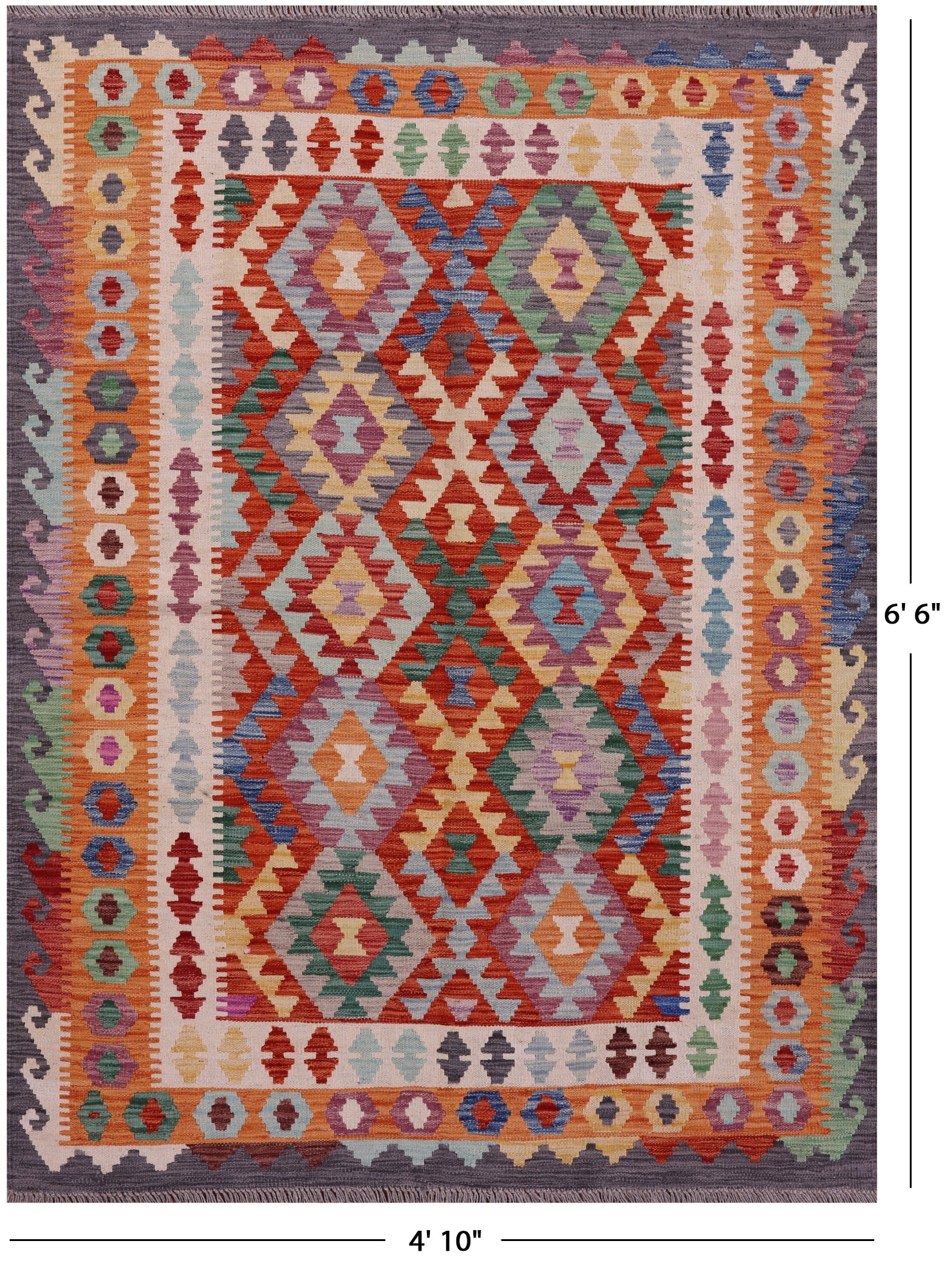 Reversible Kilim Flat Weave Wool On Wool Rug - 4' 10" X 6' 6" - Golden Nile