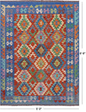 Reversible Kilim Flat Weave Wool On Wool Rug - 5' 0" X 6' 6" - Golden Nile