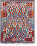 Reversible Kilim Flat Weave Wool On Wool Rug - 5' 1" X 6' 2" - Golden Nile