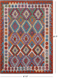 Reversible Kilim Flat Weave Wool On Wool Rug - 4' 11" X 6' 7" - Golden Nile
