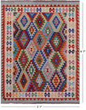Reversible Kilim Flat Weave Wool On Wool Rug - 5' 1" X 6' 7" - Golden Nile