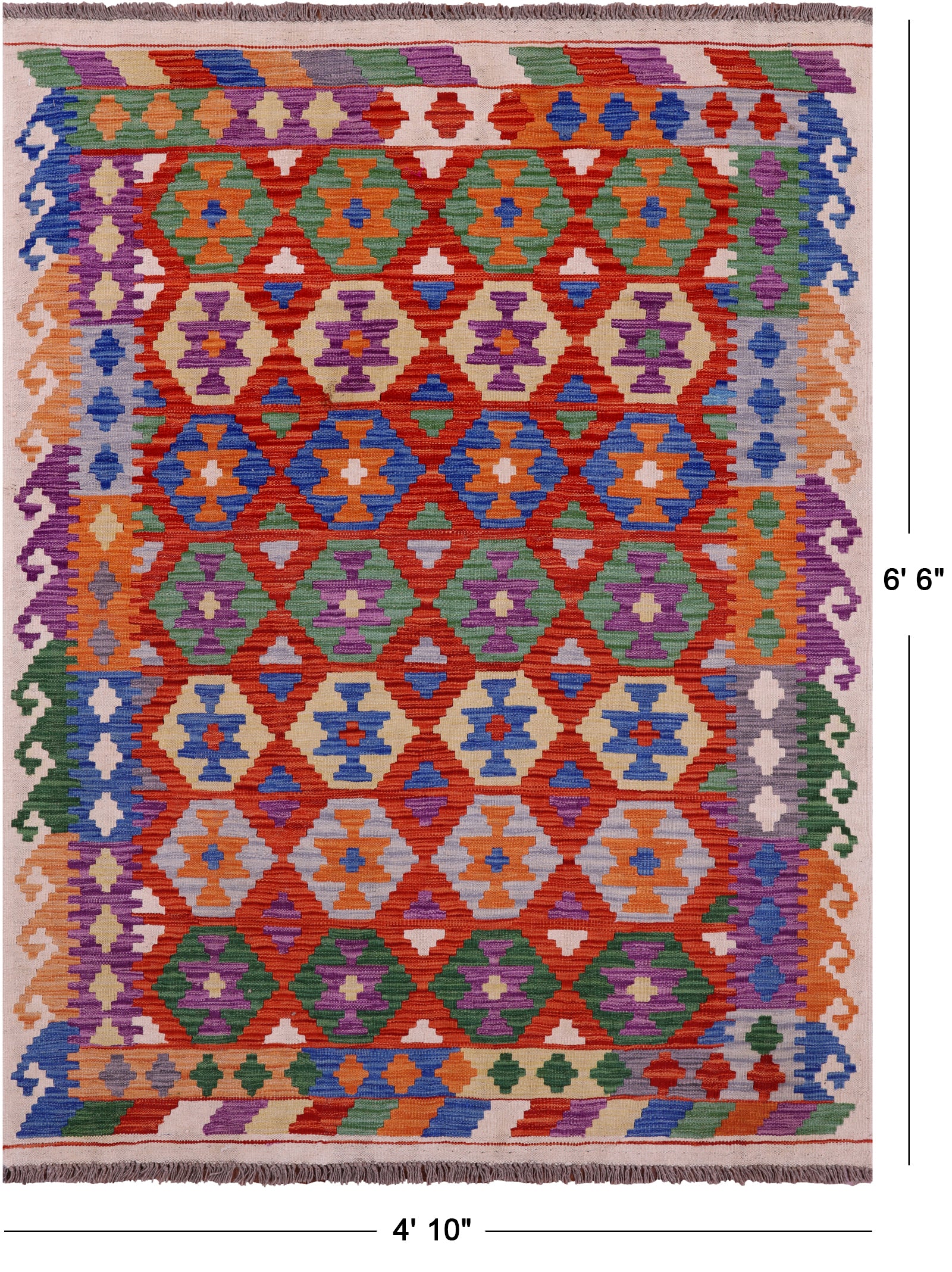 Reversible Kilim Flat Weave Wool On Wool Rug - 4' 10" X 6' 6" - Golden Nile