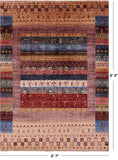 Tribal Persian Gabbeh Hand Knotted Wool Rug - 6' 7" X 9' 4" - Golden Nile