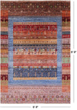 Tribal Persian Gabbeh Hand Knotted Wool Rug - 6' 8" X 9' 9" - Golden Nile