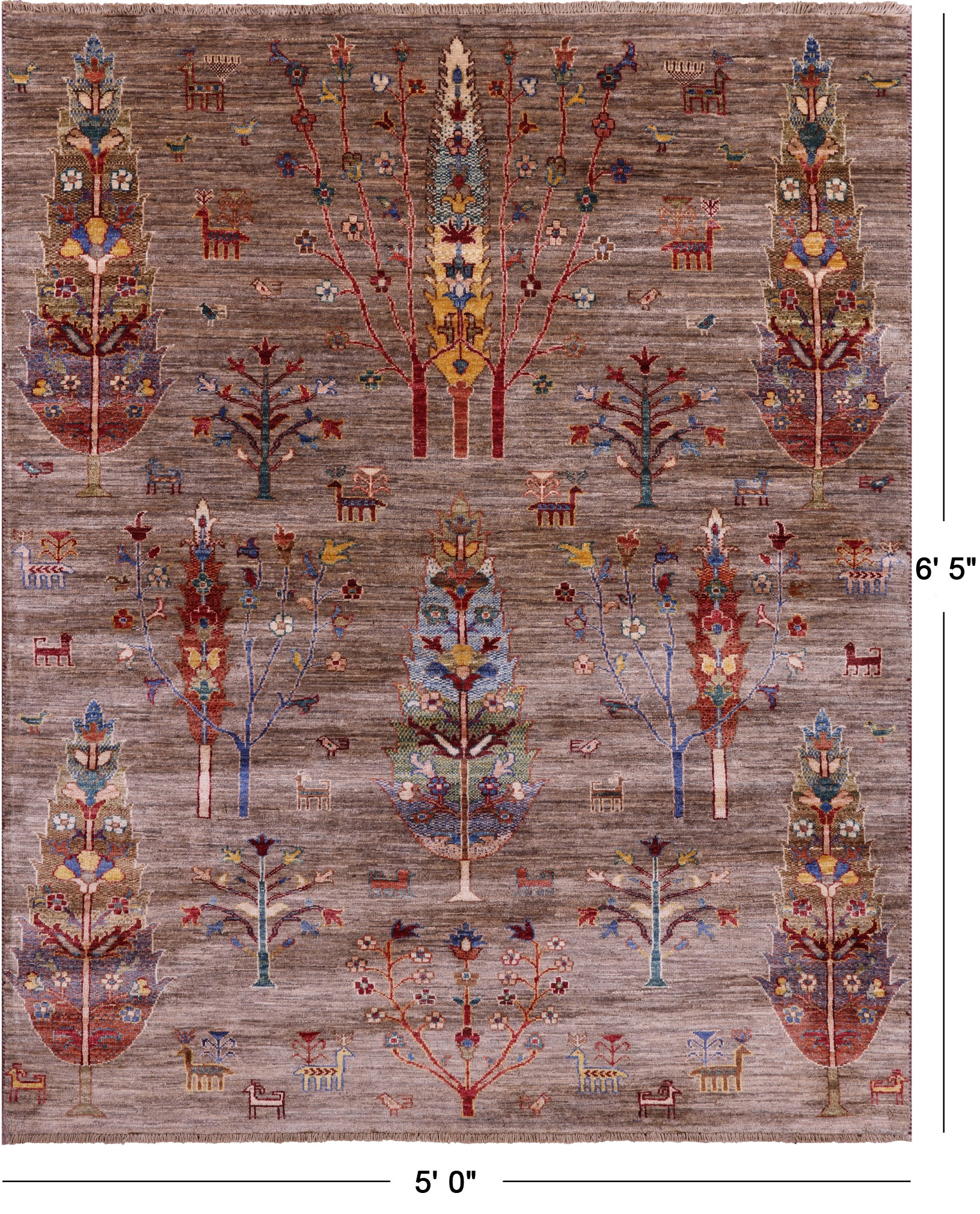 Tribal Persian Gabbeh Hand Knotted Wool Rug - 5' 0" X 6' 5" - Golden Nile
