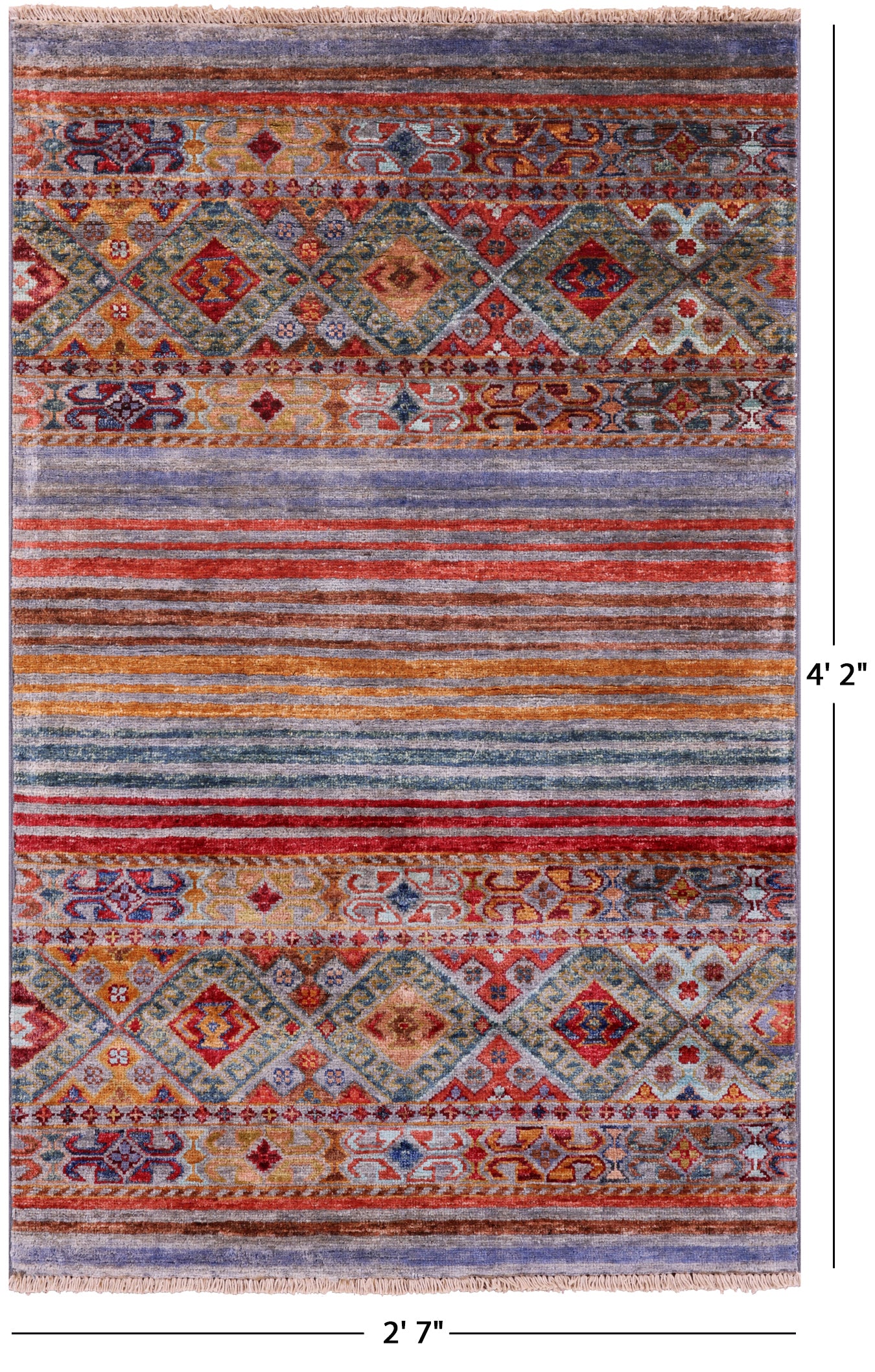 Khorjin Persian Gabbeh Handmade Wool Rug - 2' 7" X 4' 2" - Golden Nile