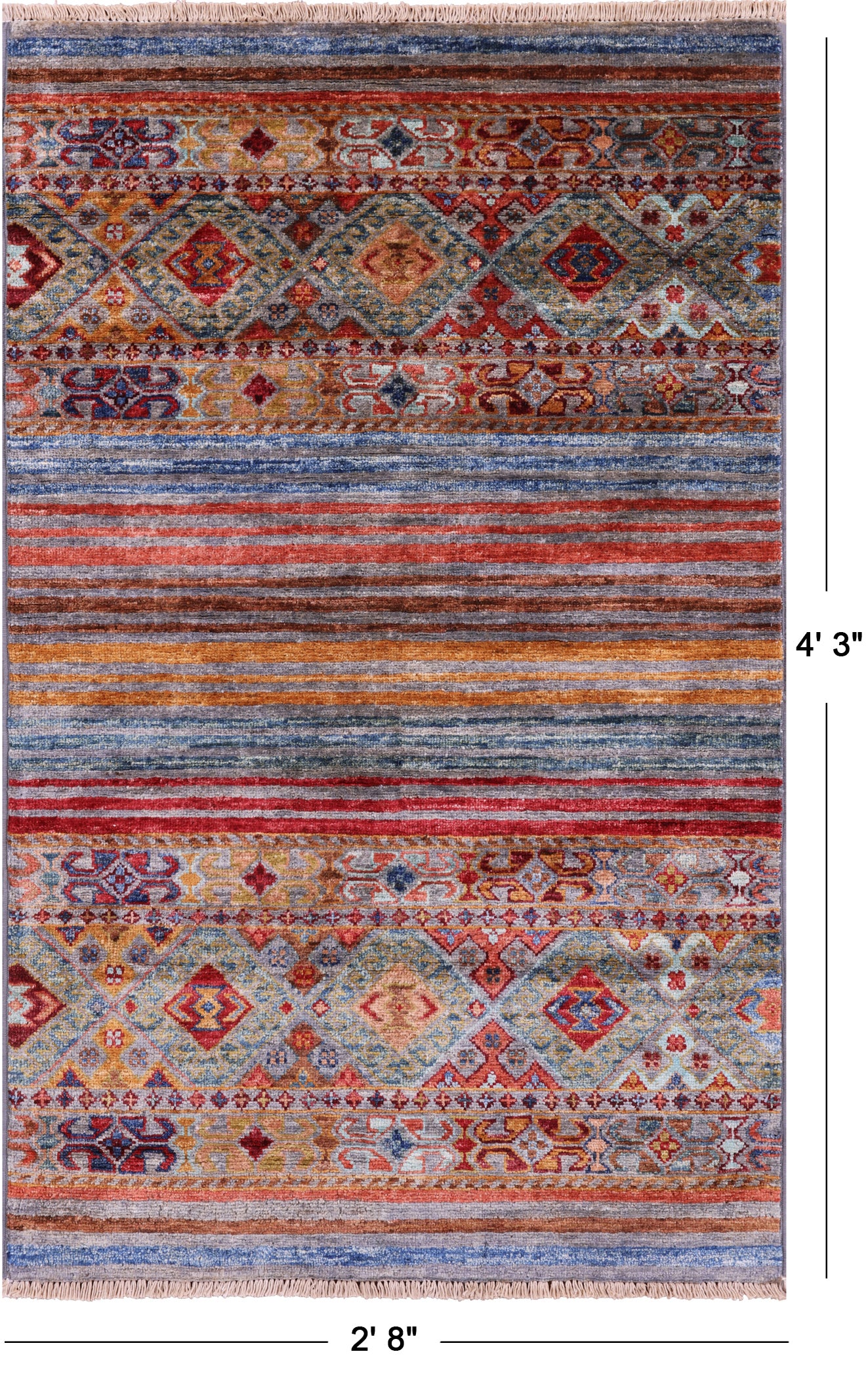 Khorjin Persian Gabbeh Hand Knotted Wool Rug - 2' 8" X 4' 3" - Golden Nile