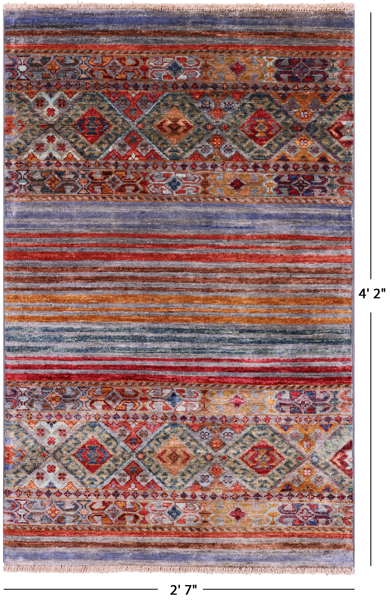 Khorjin Persian Gabbeh Hand Knotted Wool Rug - 2' 7" X 4' 2" - Golden Nile