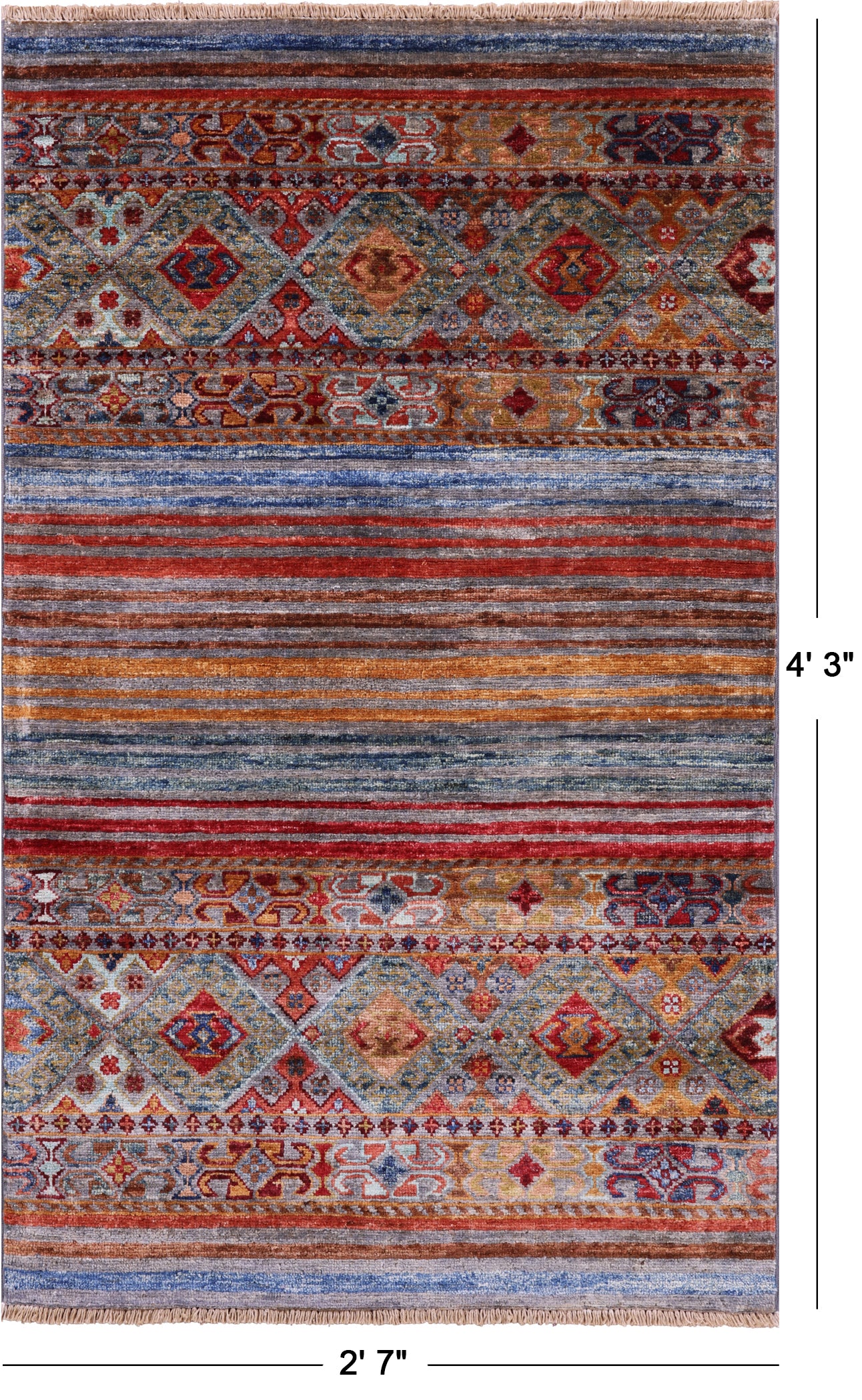 Khorjin Persian Gabbeh Handmade Wool Rug - 2' 7" X 4' 3" - Golden Nile