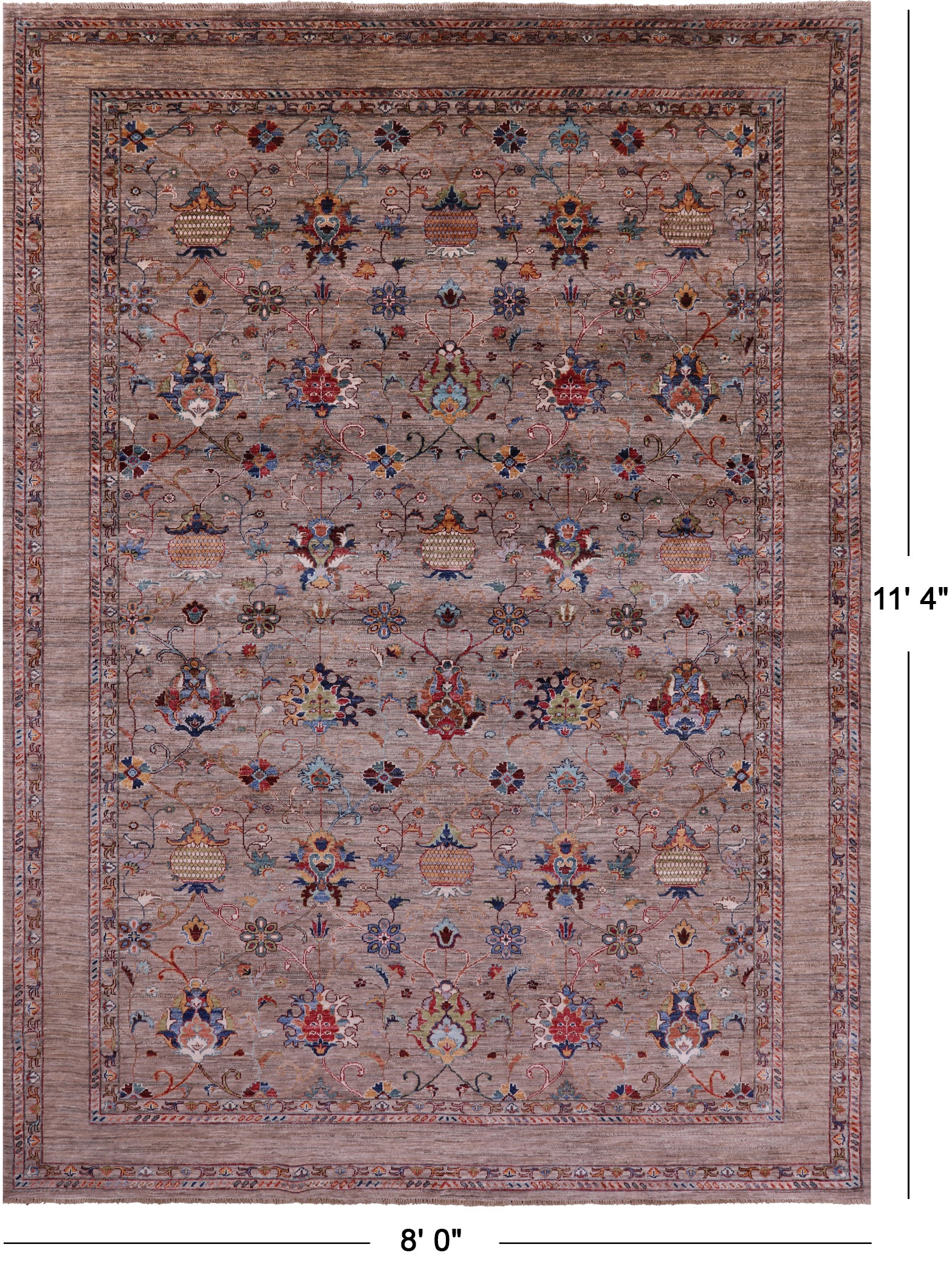 Peshawar Handmade Wool Rug - 8' 0" X 11' 4" - Golden Nile