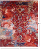 Abstract Contemporary Handmade Wool Rug - 8' 0" X 9' 7" - Golden Nile