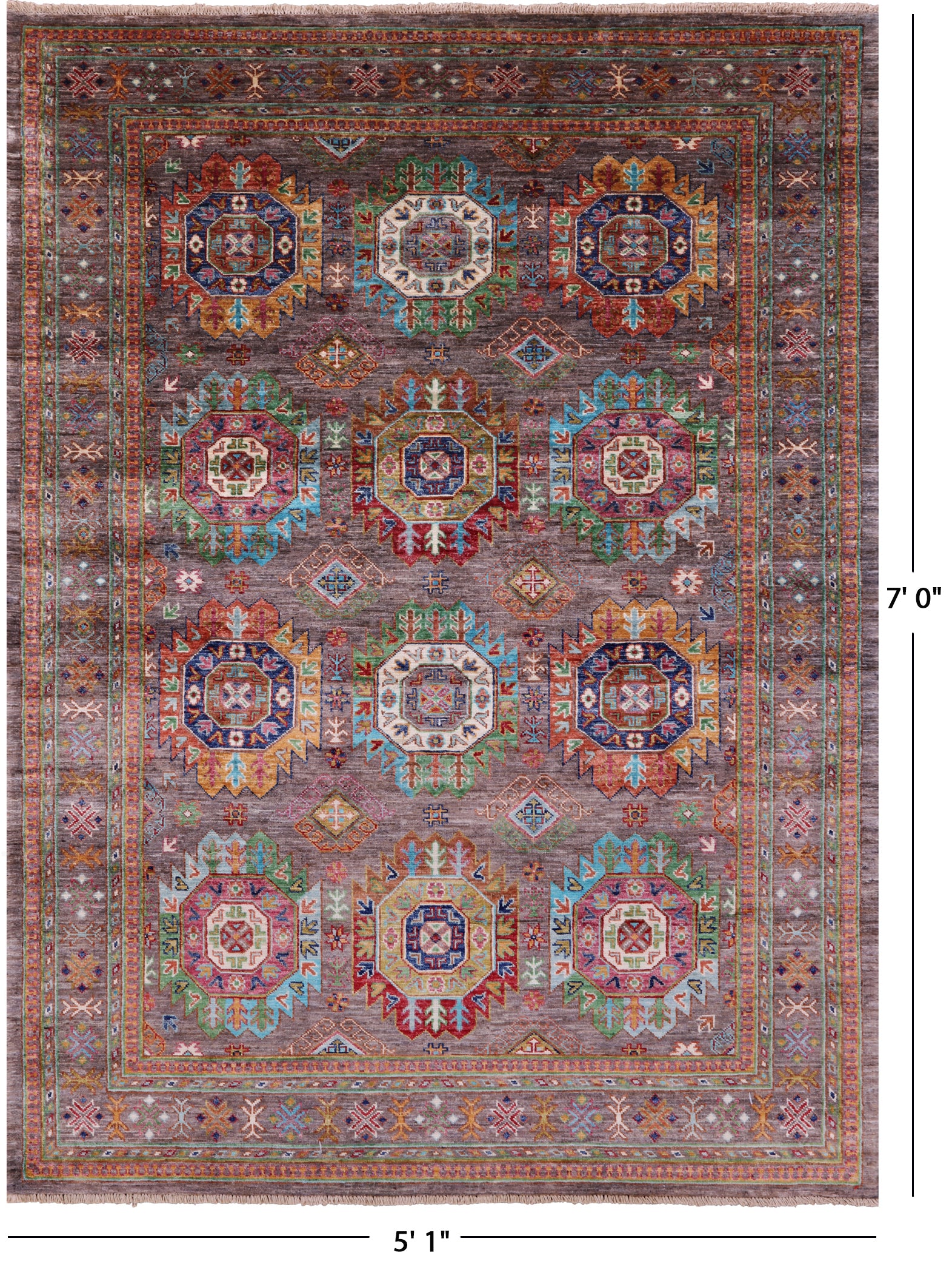 Turkmen Ersari Hand Knotted Wool Rug - 5' 1" X 7' 0" - Golden Nile