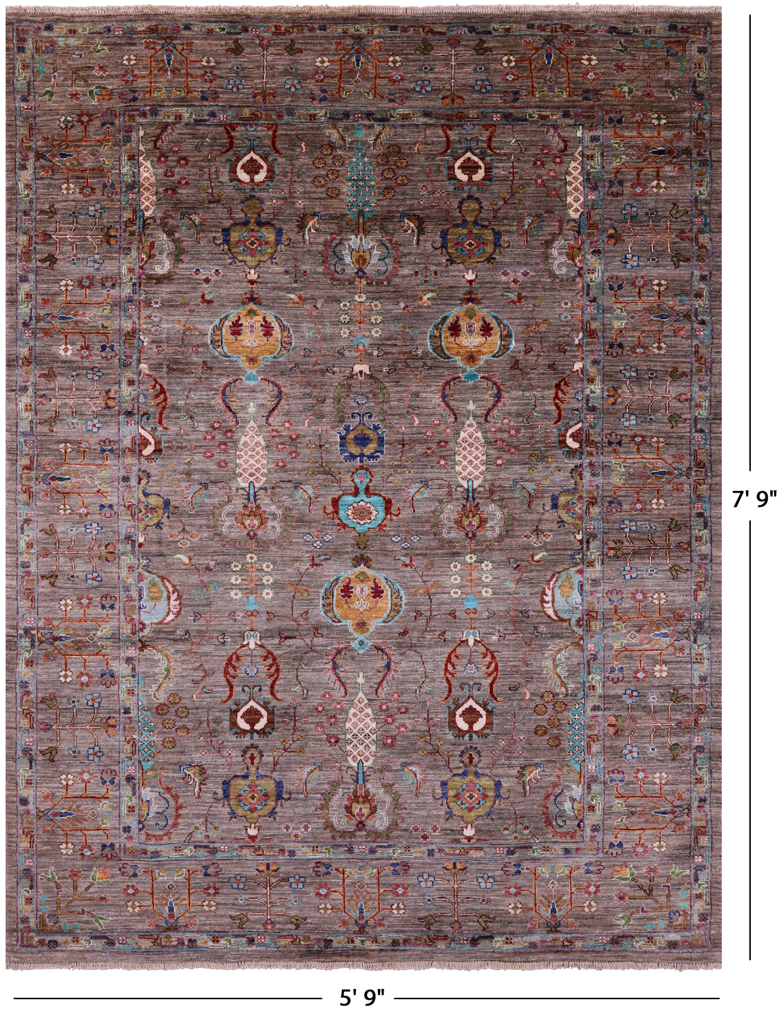Peshawar Hand Knotted Wool Rug - 5' 9" X 7' 9" - Golden Nile