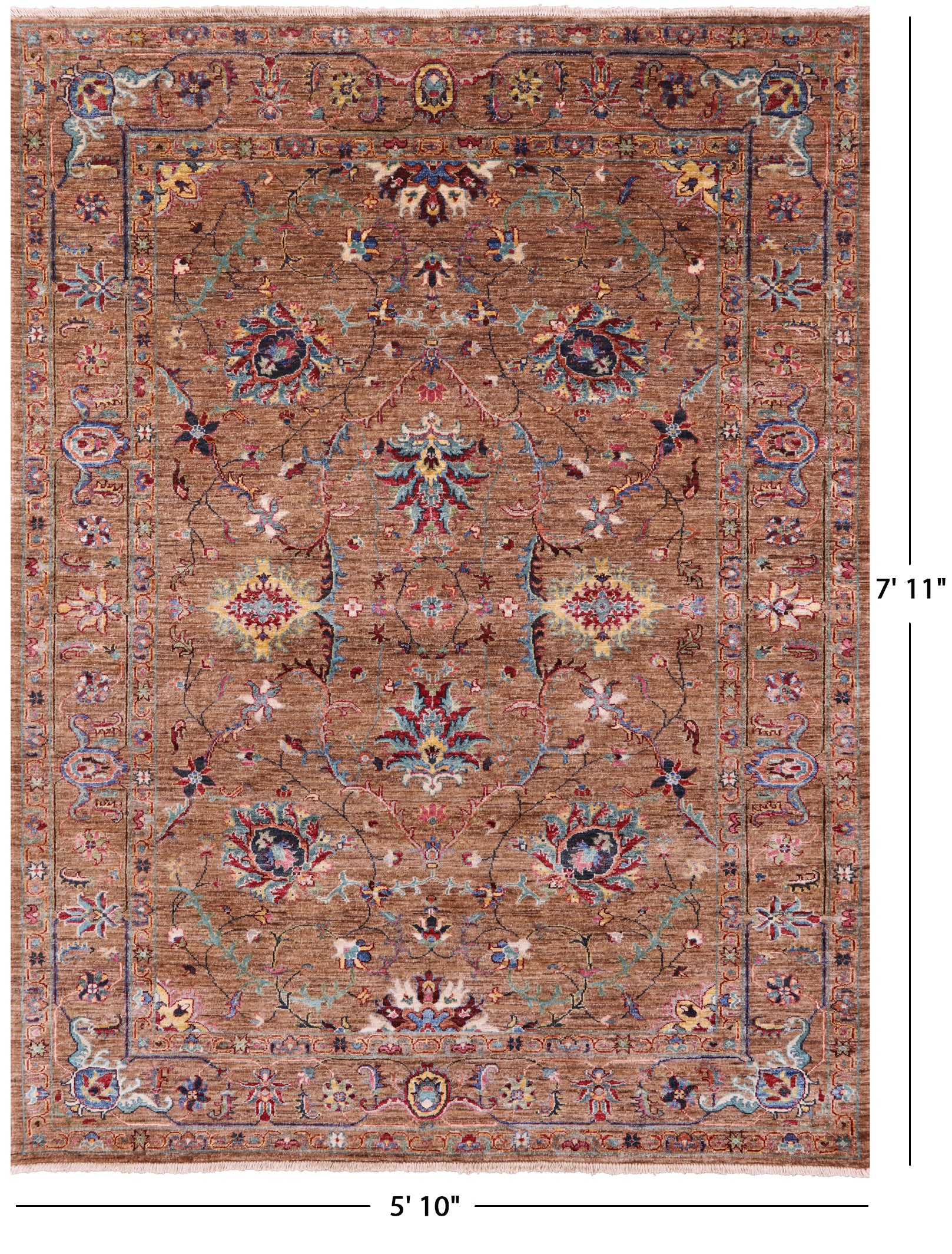 Peshawar Handmade Wool Rug - 5' 10" X 7' 11" - Golden Nile