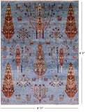 Blue Tribal Persian Gabbeh Hand Knotted Wool Rug - 4' 11" X 6' 5" - Golden Nile